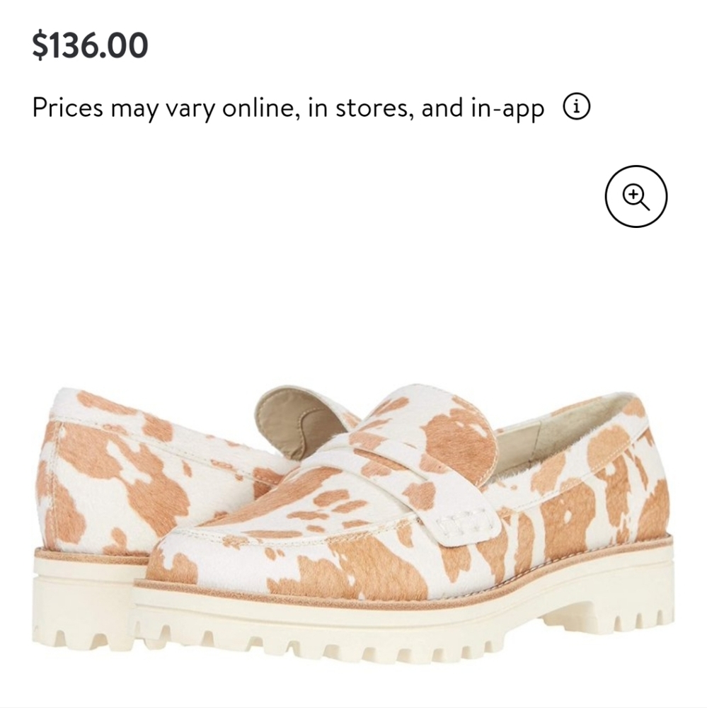 Dolce Vita White and Tan Cowprint Loafers - Picture 2 of 11